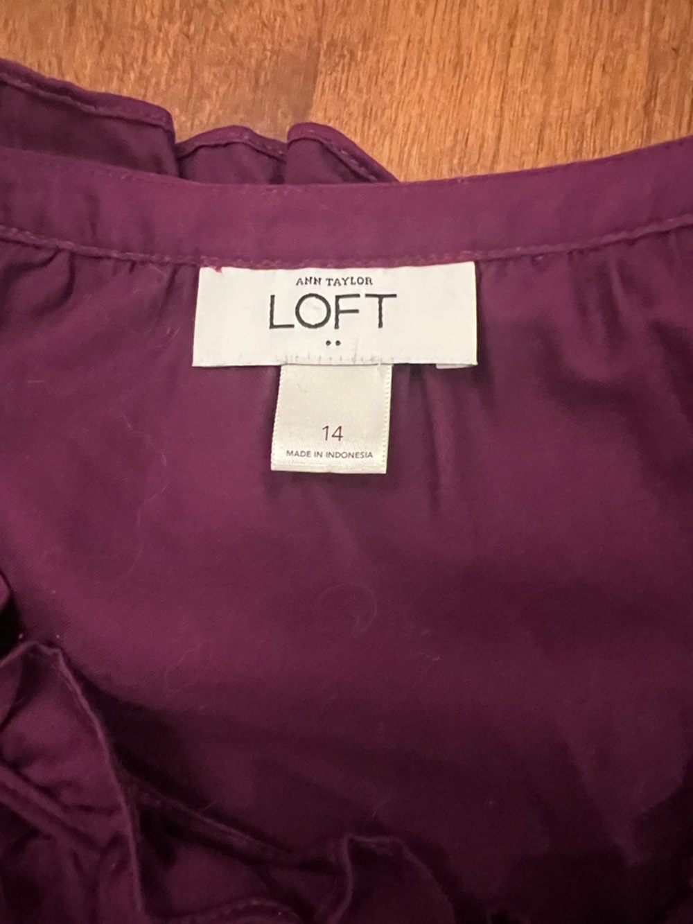 LOFT Plum Ruffle-Trim Button-Front Mini Dress - Picture 5 of 6